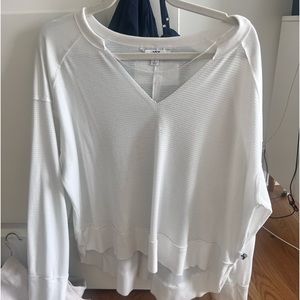 off the shoulder v neck long sleeve shirt